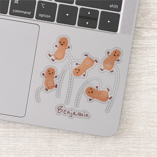 Niedliche Happy Jumping Erdnüsse Cartoon Illustrat Aufkleber (Detail)