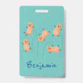 Niedliche Happy Jumping Erdnüsse Cartoon Illustrat Ausweis (Rückseite)