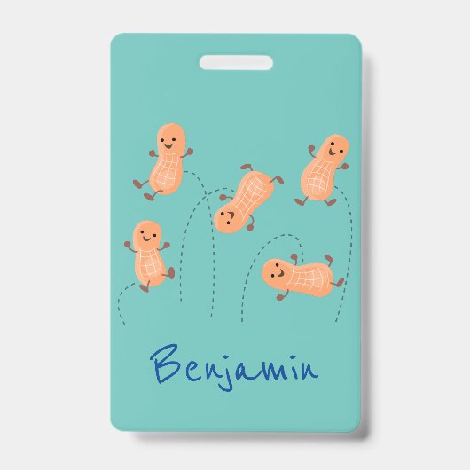 Niedliche Happy Jumping Erdnüsse Cartoon Illustrat Ausweis (Vorderseite)