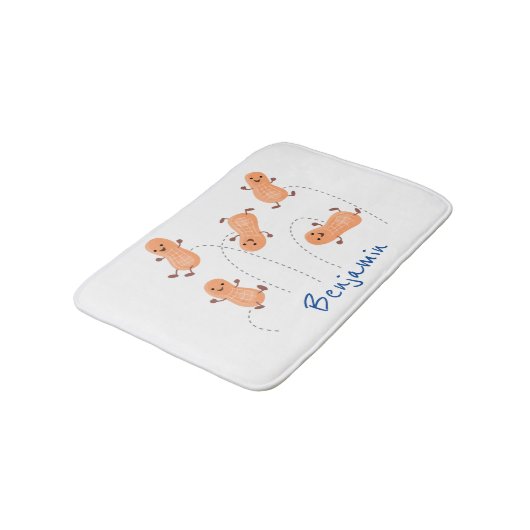 Niedliche Happy Jumping Erdnüsse Cartoon Illustrat Badematte (Schrägansicht)