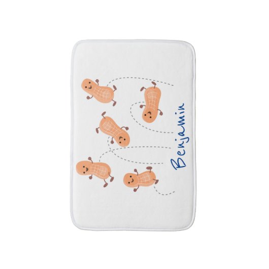 Niedliche Happy Jumping Erdnüsse Cartoon Illustrat Badematte (Vorderseite Vertikal)