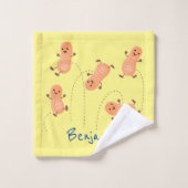 Niedliche Happy Jumping Erdnüsse Cartoon Illustrat Badhandtuch Set (Waschlappen)