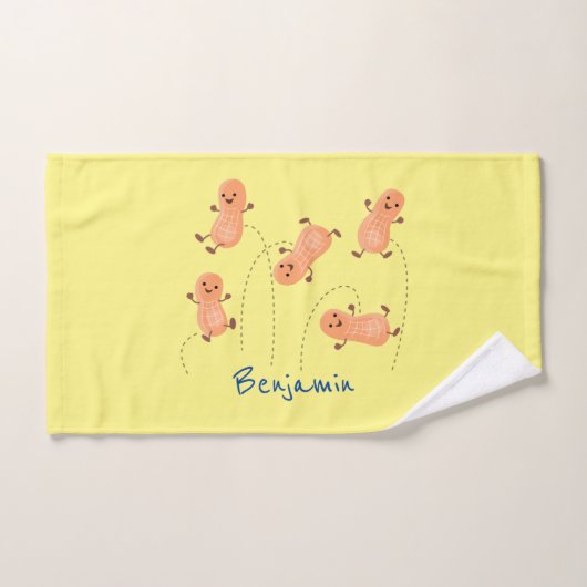 Niedliche Happy Jumping Erdnüsse Cartoon Illustrat Badhandtuch Set (Handtuch)