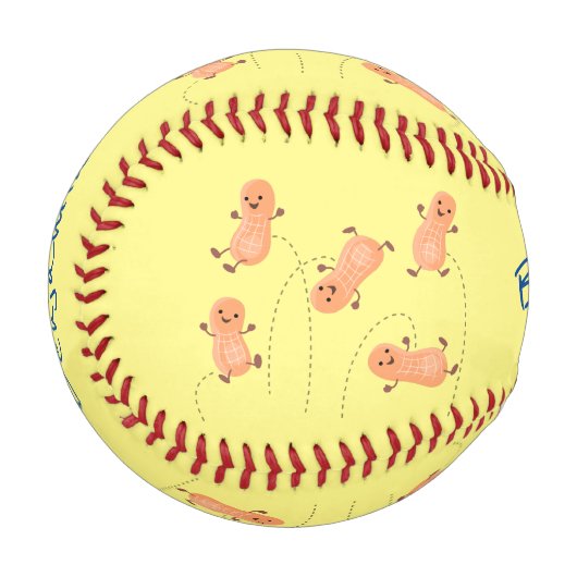 Niedliche Happy Jumping Erdnüsse Cartoon Illustrat Baseball (Vorderseite Links)