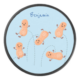 Niedliche Happy Jumping Erdnüsse Cartoon Illustrat Eishockey Puck
