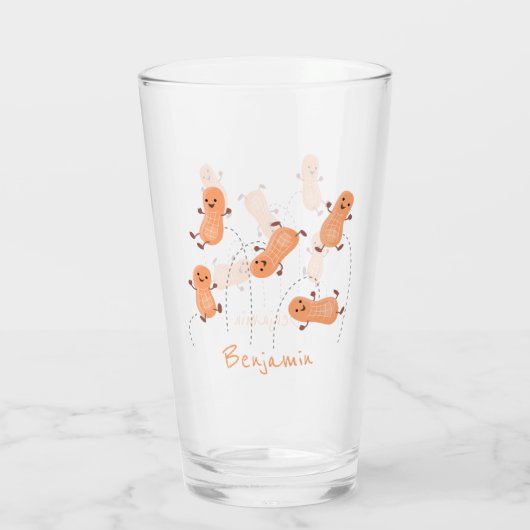 Niedliche Happy Jumping Erdnüsse Cartoon Illustrat Glas (Rückseite)