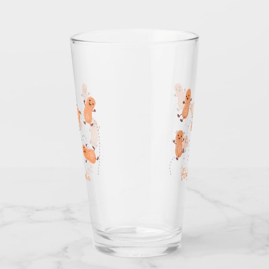 Niedliche Happy Jumping Erdnüsse Cartoon Illustrat Glas (Rechts)