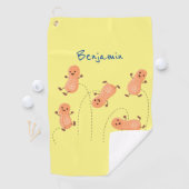 Niedliche Happy Jumping Erdnüsse Cartoon Illustrat Golfhandtuch (Insitu)