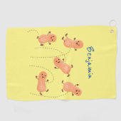 Niedliche Happy Jumping Erdnüsse Cartoon Illustrat Golfhandtuch (Horizontal)
