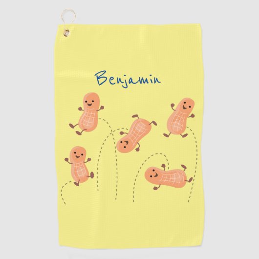 Niedliche Happy Jumping Erdnüsse Cartoon Illustrat Golfhandtuch (Vorderseite)