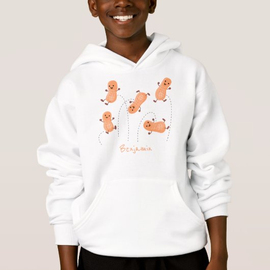 Niedliche Happy Jumping Erdnüsse Cartoon Illustrat Hoodie (Vorderseite)