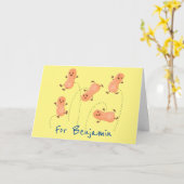 Niedliche Happy Jumping Erdnüsse Cartoon Illustrat Karte (Gelbe Blume)