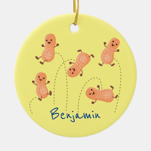 Niedliche Happy Jumping Erdnüsse Cartoon Illustrat Keramik Ornament (Vorne)