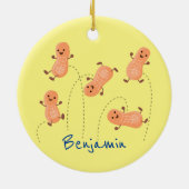 Niedliche Happy Jumping Erdnüsse Cartoon Illustrat Keramik Ornament (Hinten)