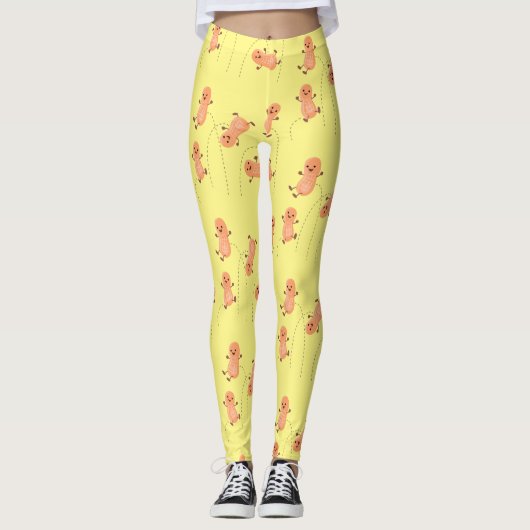 Niedliche Happy Jumping Erdnüsse Cartoon Illustrat Leggings (Vorderseite)