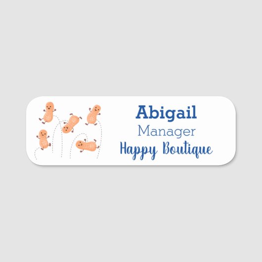 Niedliche Happy Jumping Erdnüsse Cartoon Illustrat Namensschild (Vorderseite)