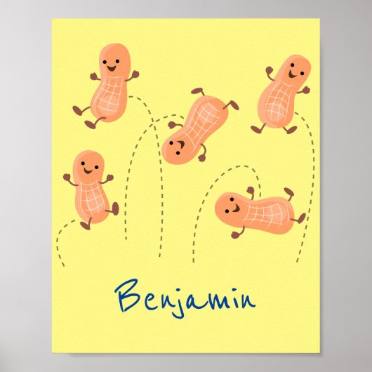 Niedliche Happy Jumping Erdnüsse Cartoon Illustrat Poster (Vorne)