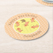 Niedliche Happy Jumping Erdnüsse Cartoon Illustrat Runder Pappuntersetzer (Angewinkelt)