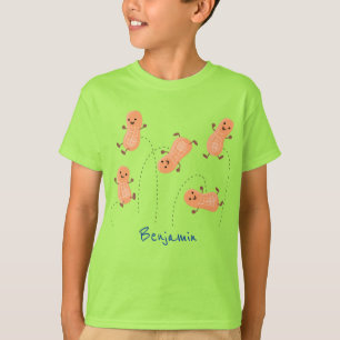 Niedliche Happy Jumping Erdnüsse Cartoon Illustrat T-Shirt