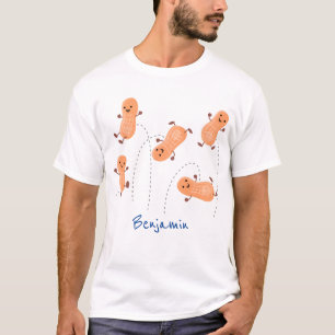 Niedliche Happy Jumping Erdnüsse Cartoon Illustrat T-Shirt