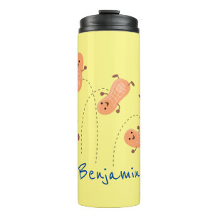 Niedliche Happy Jumping Erdnüsse Cartoon Illustrat Thermosbecher