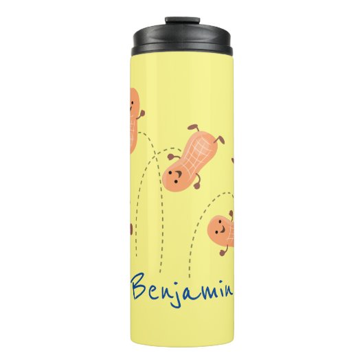 Niedliche Happy Jumping Erdnüsse Cartoon Illustrat Thermosbecher (Vorderseite)