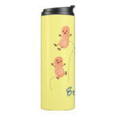 Niedliche Happy Jumping Erdnüsse Cartoon Illustrat Thermosbecher (Nach links gedreht)