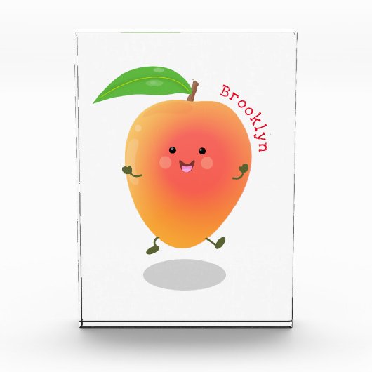 Niedliche Happy Mango Cartoon Illustration Fotoblock (Vorderseite)