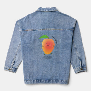 Niedliche Happy Mango Cartoon Illustration Jeansjacke