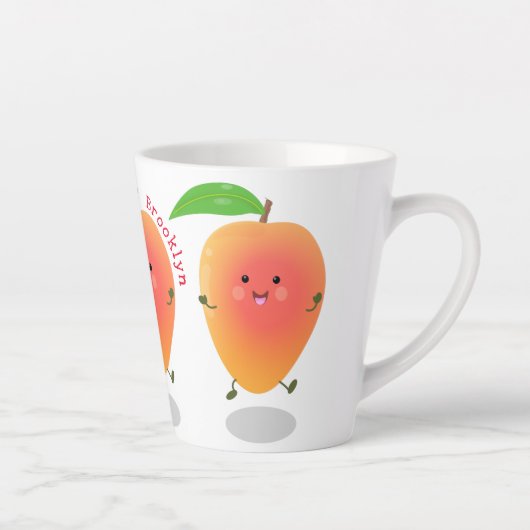 Niedliche Happy Mango Cartoon Illustration Milchtasse (Rechts)