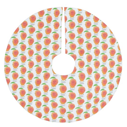 Niedliche Happy Mango Cartoon Illustration Polyester Weihnachtsbaumdecke (Vorderseite)
