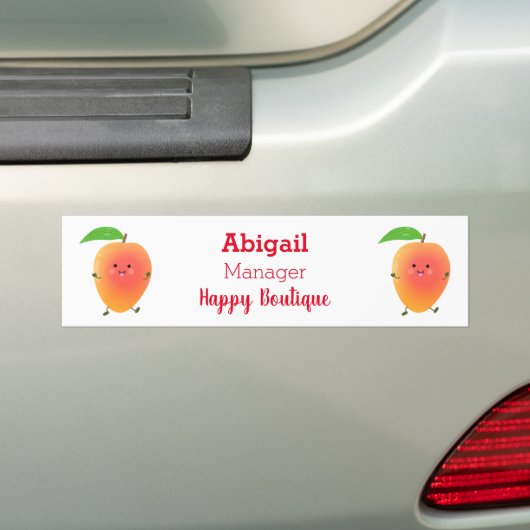 Niedliche Happy Mango Gelb Cartoon Illustration Autoaufkleber (Auf Auto)
