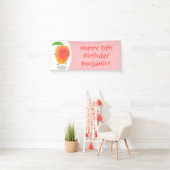 Niedliche Happy Mango Gelb Cartoon Illustration Banner (Insitu)