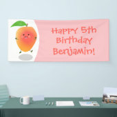 Niedliche Happy Mango Gelb Cartoon Illustration Banner (Messe)