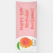 Niedliche Happy Mango Gelb Cartoon Illustration Banner (Vertikal)