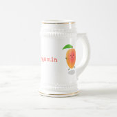 Niedliche Happy Mango Gelb Cartoon Illustration Bierglas (VorderseiteRechts)
