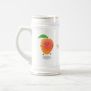 Niedliche Happy Mango Gelb Cartoon Illustration Bierglas