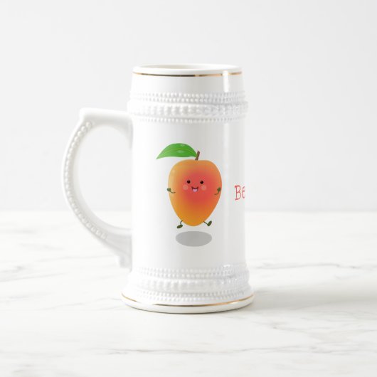 Niedliche Happy Mango Gelb Cartoon Illustration Bierglas (Links)