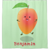 Niedliche Happy Mango Gelb Cartoon Illustration Duschvorhang (Vorderseite)