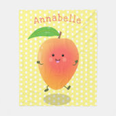 Niedliche Happy Mango Gelb Cartoon Illustration Fleecedecke (Vorderseite)