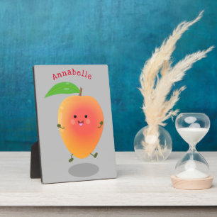 Niedliche Happy Mango Gelb Cartoon Illustration Fotoplatte