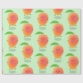 Niedliche Happy Mango Gelb Cartoon Illustration Geschenkpapier (Flach)