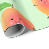 Niedliche Happy Mango Gelb Cartoon Illustration Geschenkpapier (Rolleneckpunkt)