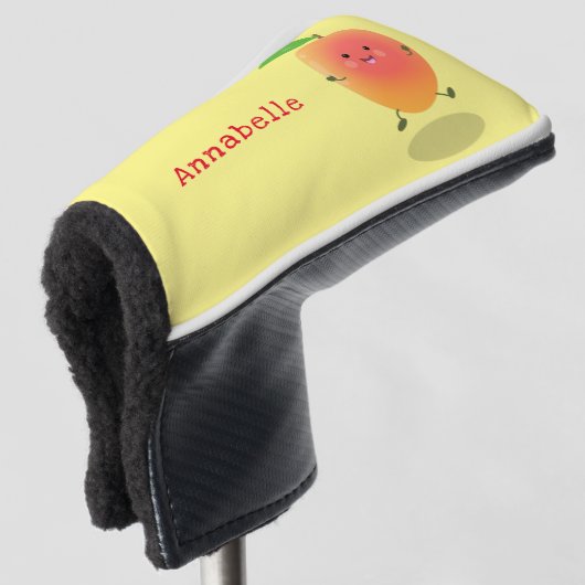 Niedliche Happy Mango Gelb Cartoon Illustration Golf Headcover (3/4 Vorderseite)