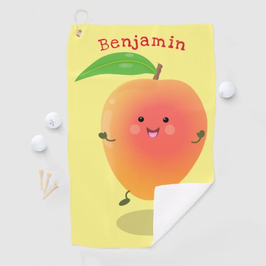 Niedliche Happy Mango Gelb Cartoon Illustration Golfhandtuch (Insitu)