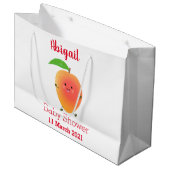 Niedliche Happy Mango Gelb Cartoon Illustration Große Geschenktüte (Vorderseite Schrägansicht)