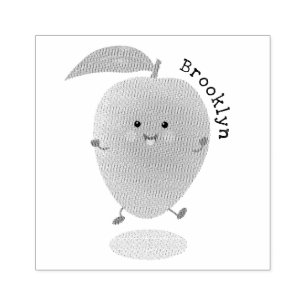Niedliche Happy Mango Gelb Cartoon Illustration Gummistempel