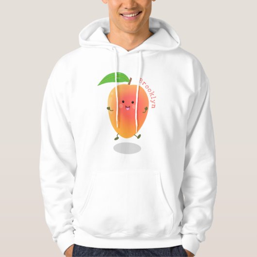 Niedliche Happy Mango Gelb Cartoon Illustration Hoodie (Vorderseite)