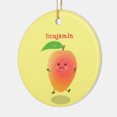 Niedliche Happy Mango Gelb Cartoon Illustration Keramik Ornament (Links)