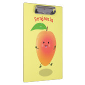 Niedliche Happy Mango Gelb Cartoon Illustration Klemmbrett (Rechts)